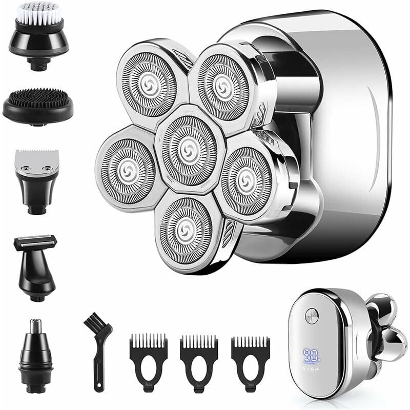 FOREHILL Herren-Elektrorasierer, USB-kabellos, wasserdicht, Rotationsrasierer, Haarschneider