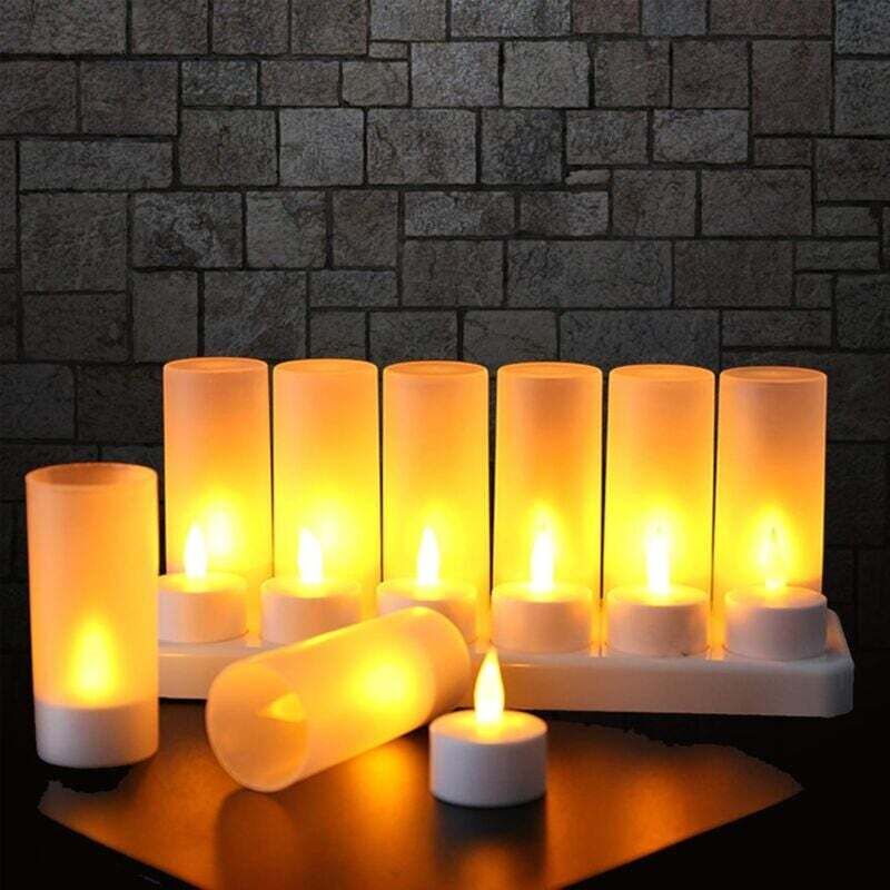 FOREHILL Wiederaufladbare LED-Kerze, elektrische LED-Kerze mit flackernder Flamme und Ladestation, Dekoration für Weihnachten, Geburtstag, Hochzeit,