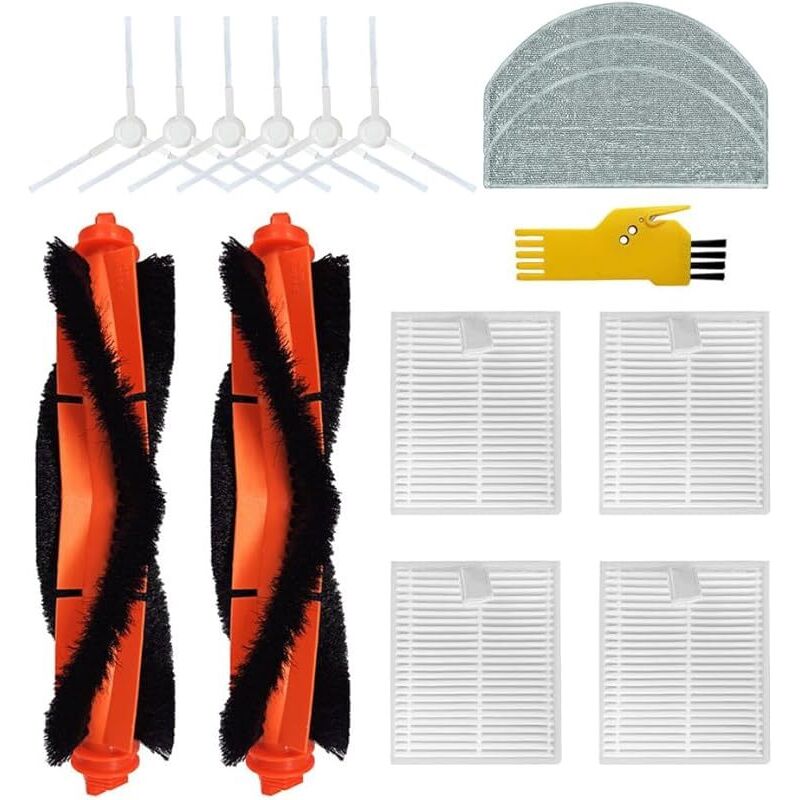 FOREHILL-Zubehör kompatibel mit den Xiaomi Robot Vacuum E12 und Xiaomi Vacuum E10 Staubsaugern. Ersatzteile: 15 Stück, 2 Bürsten.