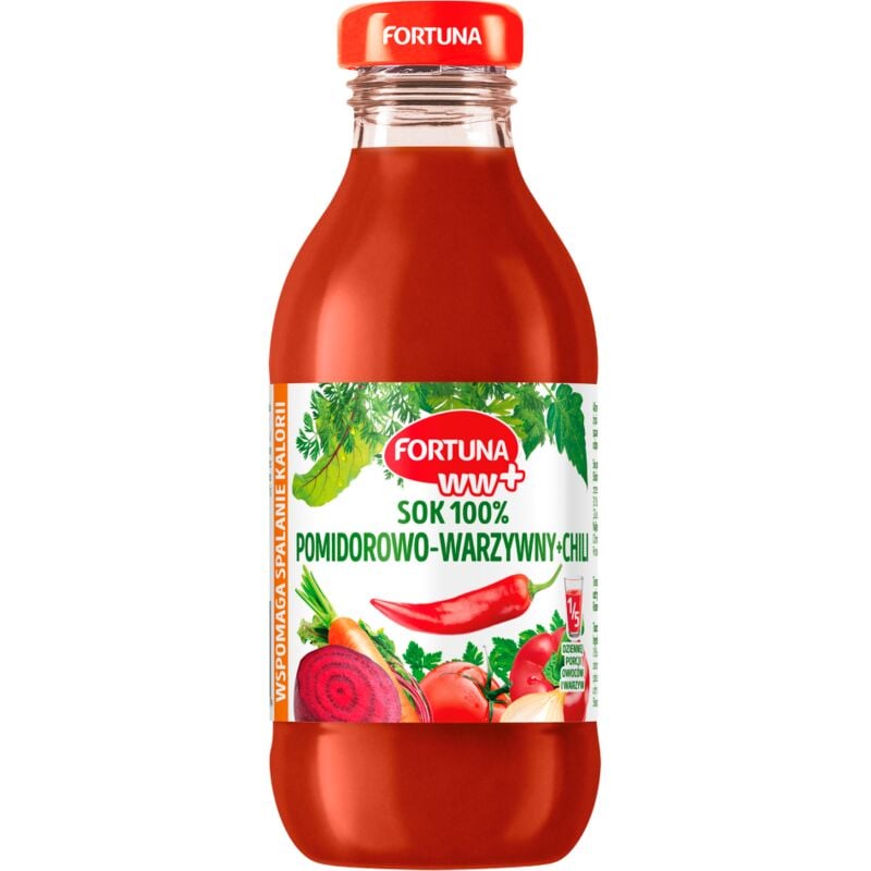 Fortuna Tomaten-Gemüsesaft mit Chili – 100 % Saft, unterstützt die Fettverbrennung