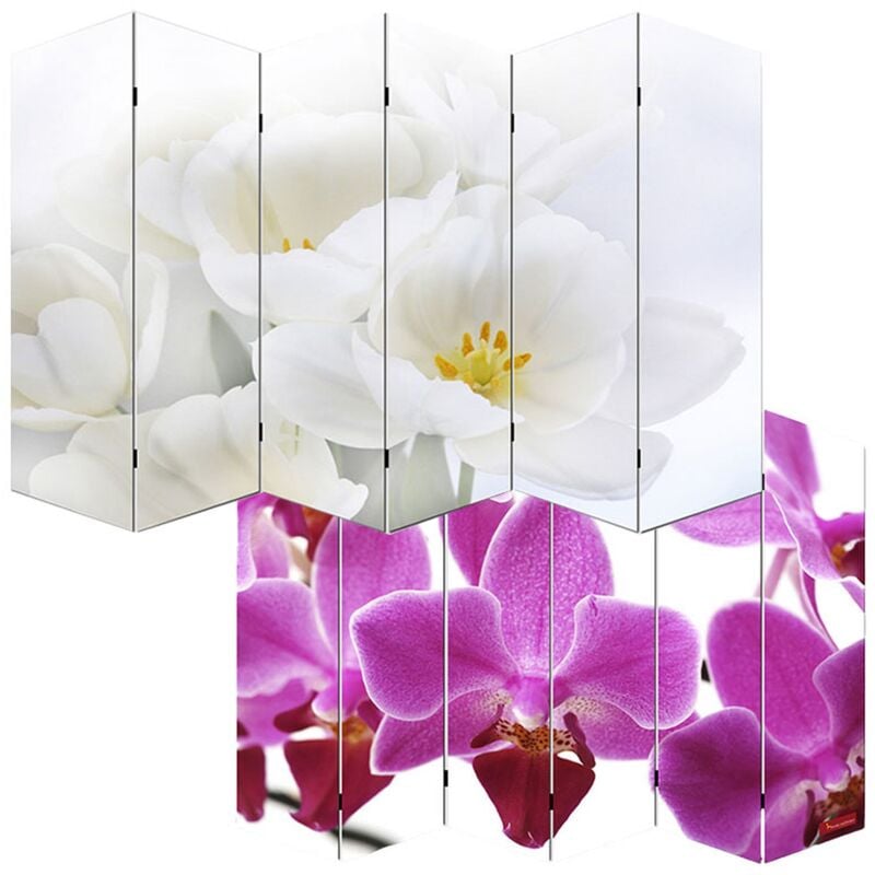 HHG - Foto-Paravent Paravent Raumteiler Spanische Wand Bagheria MVG-zertifiziert 180x240cm, Orchidee