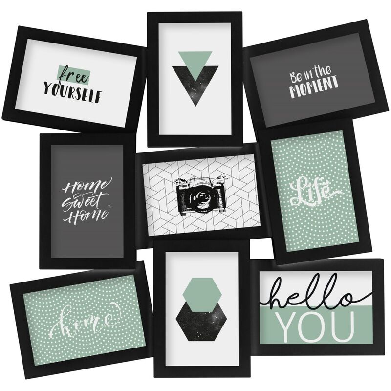 Fotorahmen, Collage, 9 Stück, schwarz Atmosphera