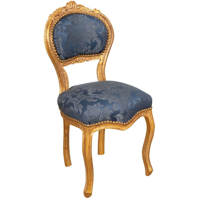 Biscottini - Goldfarbener Wohnzimmer Sessel Louis xvi 90x45x42 cm Holzstuhl französischer Stil Schlafzimmer Sessel gepolsterter Barocksessel