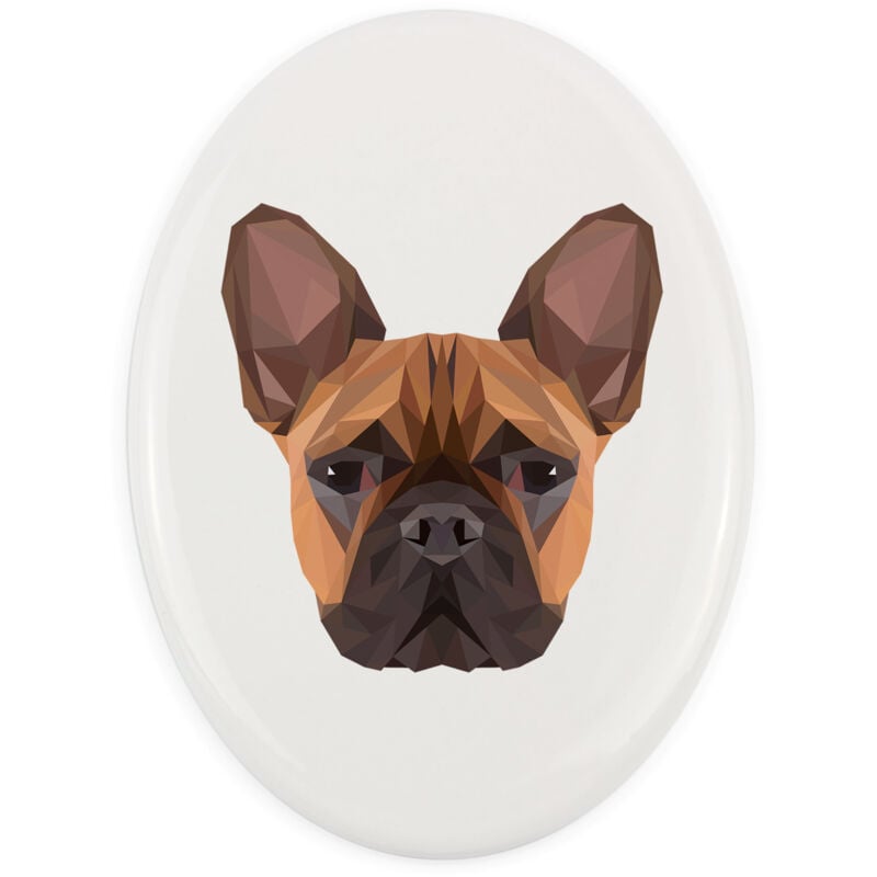 Französische Bulldogge - Teller mit Foto und geometrischer Aufschrift von Art-Dog