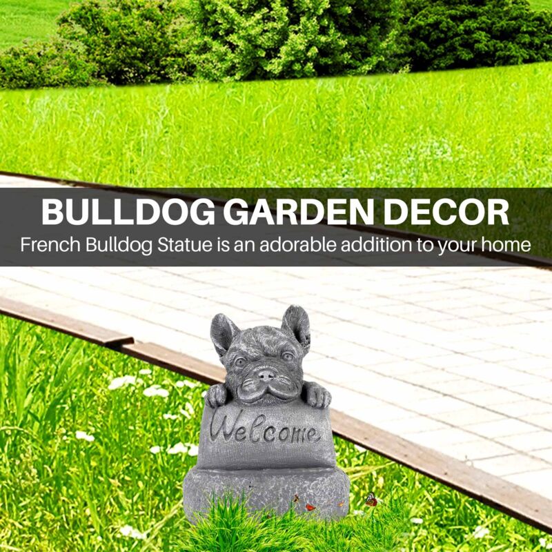 FranzöSische Bulldogge Willkommen auf Einem Sockel Haus oder Garten ZubehöR Garten Garten Dekor Draussen Dekoration