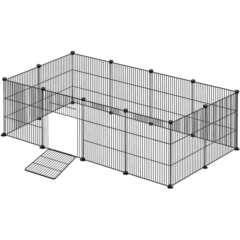 Freigehege Laufstall Laufgitter 142x72x36cm Welpenlaufstall Schwarz Kleintiergehege 35x35cm per Stück Freilaufgehege DIY Erweiterbar 12Pcs NAIZY