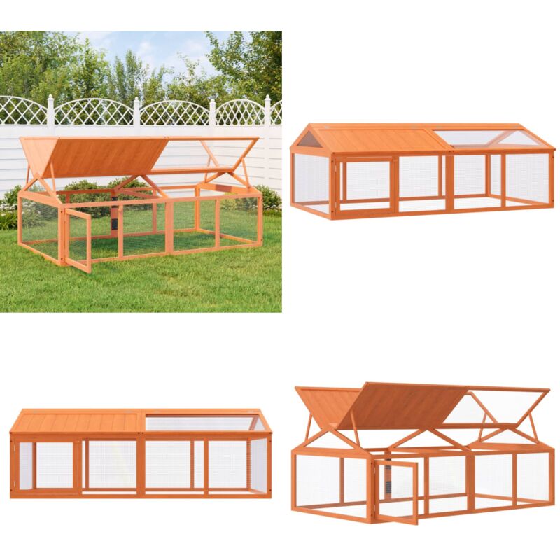 Freilaufgehege Braun 200x112,5x74 cm Massivholz Kiefer - Kleintierhaus - Kaninchenstall - Meerschweinchengehege - Hamsterkäfig - Vogelvoliere - Home