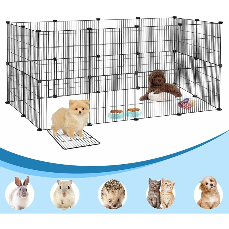 YARDIN Freilaufgehege Kaninchen Freigehege aus Metallgitter mit Tür, Meerschweinchen Gehege Kleintiergehege Außen, Kleintierkäfig Welpenauslauff