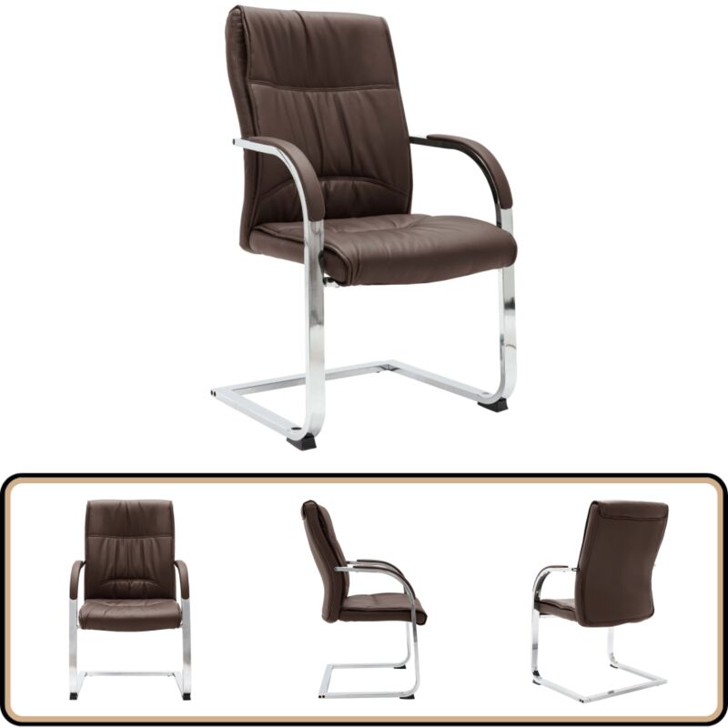 Vidaxl - Freischwinger Bürostuhl Braun Kunstleder - Freischwinger Bürostuhl - Bürostühle - Schreibtischstuhl - Bürobedarf - Ergonomischer Stuhl