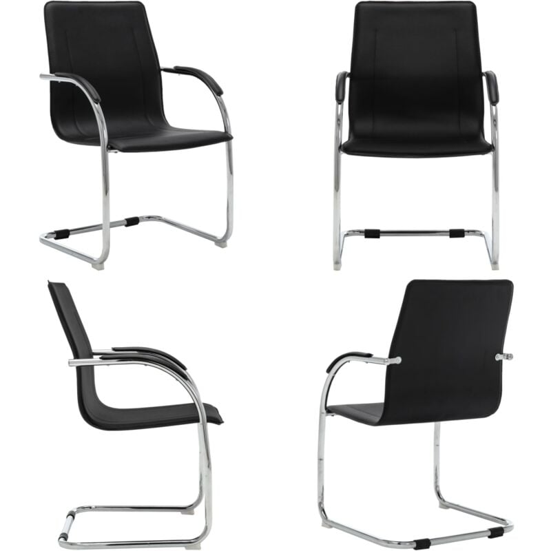 Freischwinger Bürostuhl Schwarz Kunstleder - Freischwinger Bürostuhl - Arbeitsplatzstuhl - Schreibtischstuhl - Bürobedarf - Ergonomischer Stuhl