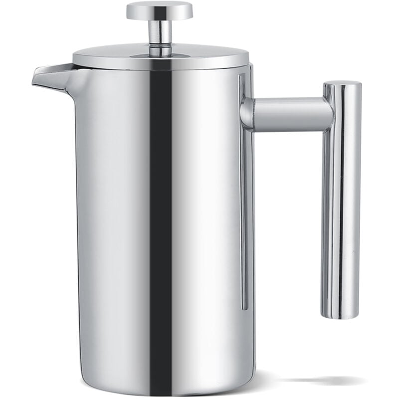 French-Press-Kaffeemaschine, Designer-French-Press-Kaffeemaschine mit doppelwandigem Edelstahl-French-Press-Filter, 350 ml.