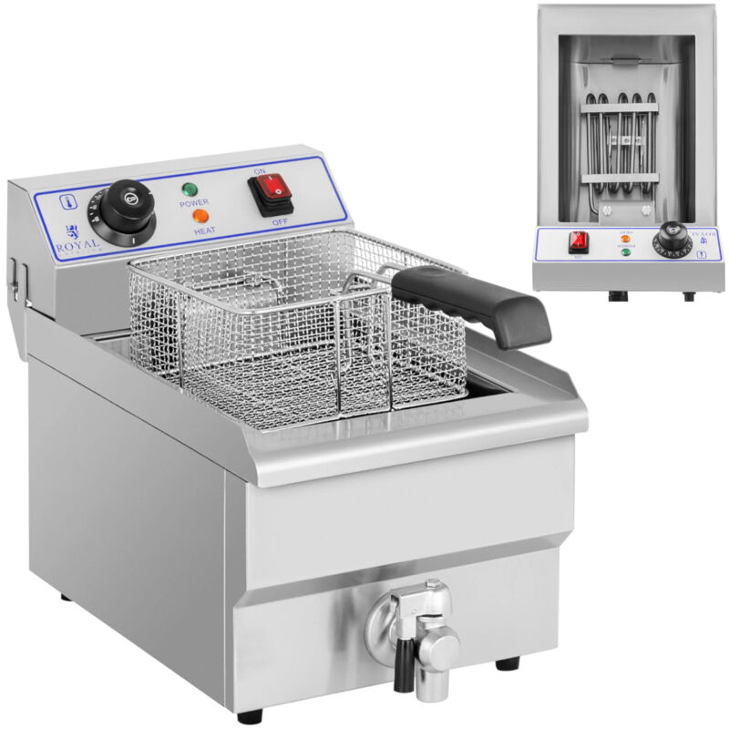 Royal Catering - Elektro Fritteuse Edelstahl Gastronomie 230 v Kapazität 10 l Kaltzone 3200 w
