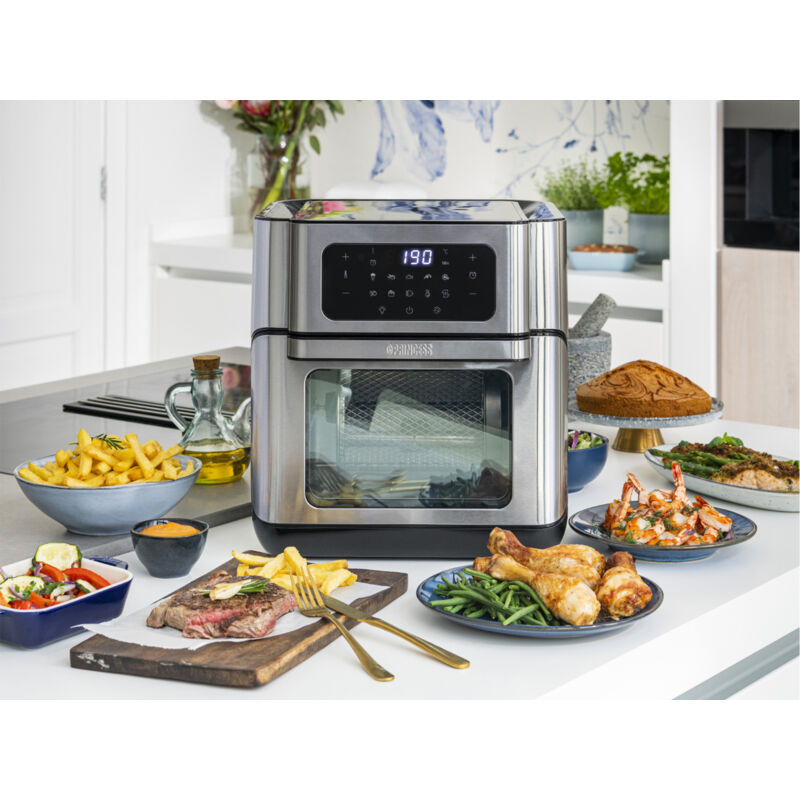 Princess - Digitale Heißluftfritteuse Mini Backofen mit Rotierkorb & Grill 10Liter, 1500 w