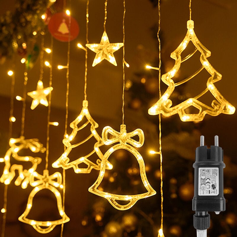 Froadp Weihnachten Lichterketten Innen 138 LED Warmweiß Kristall Weihnachten String Lichte mit 8 Modi & Speicherfunktion Außenlichterkette IP44