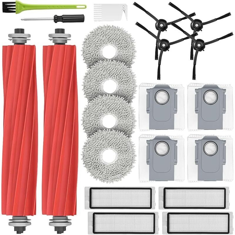 Frontstoßstangen-Zubehörset für Roborock Q Revo, Ersatzteile für Roborock P10, 2 Hauptbürsten, 4 Wischpads, 4 Beutel