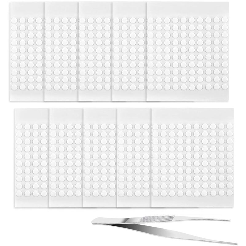 Bluedeer - Frypay 1000 Stück doppelseitige Klebepunkte mit Pinzette, runde transparente Sticker ohne Abdrücke Selbstklebepunkte, für Poster,
