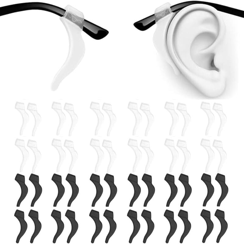 Bluedeer - Frypay 24 Paar Universal-Ohrbügel-Haken, Silikon, Anti-Rutsch Bügel-Spitzenhalter, Brillenhalter für Brillen, Sonnenbrillen, Schutzbrillen