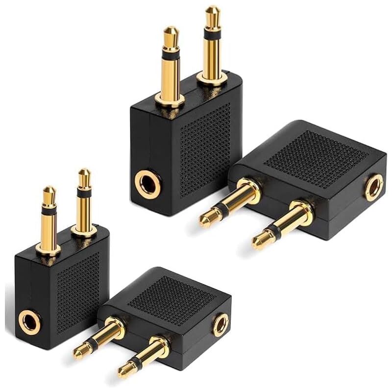 Frypay 4er Pack Flugzeug Adapter für Kopfhörer Flugzeug Adapter kopfhörer, vergoldet für alle Fluggesellschaften
