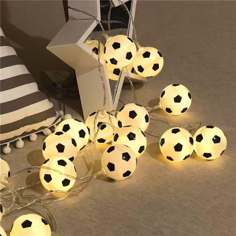 Fußball-Lichterkette, Lichterkette für Innen- und Gartenbereich, USB-LED-Lichterkette, 3 m warmweiß, 20 LEDs, Dekoration für Mädchenzimmer, Bar,