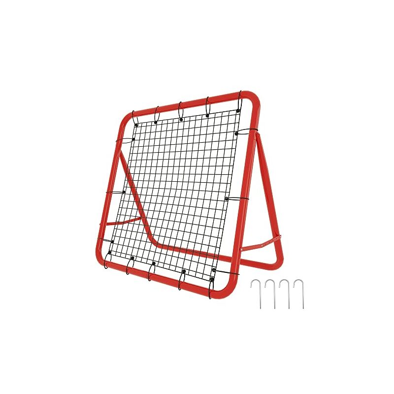 Fußball Rebound Netz 100x65cm Prellwand Kicker faltbar mit 4 Verstellbare Stufen Training Zubehör Sports Prellwand rot Stahlrohr + PE-Netz NAIZY