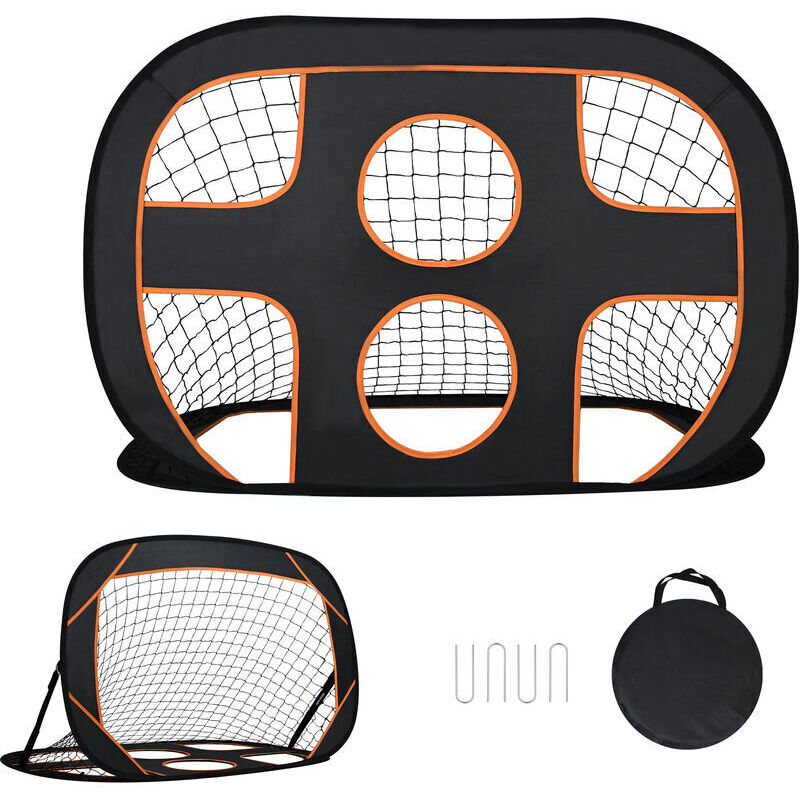 Fußballtore 2 in 1 Kinder Jugendliche Fußballtor mit Netz & Torschusswand 6 Schusslöchern Pop-Up klappbares Fussball Trainer mit Tragetasche HENGMEI
