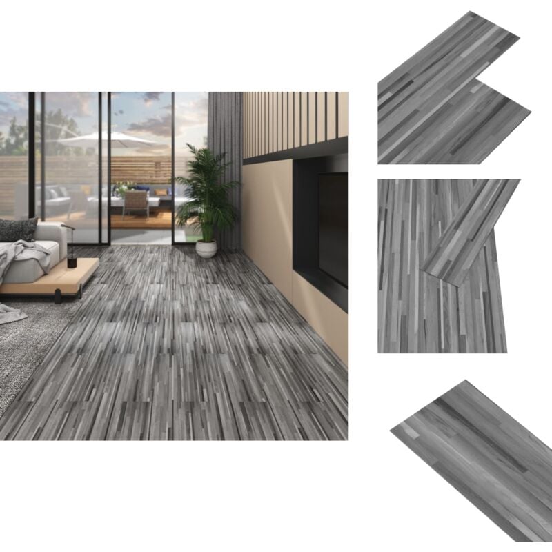 PVC-Fliesen 4,46 m² 3 mm Selbstklebend Gestreift Grau - pvc Bodenbelag - Selbstklebender Boden - Vinyl Boden - Grauer Boden - Streifenmuster