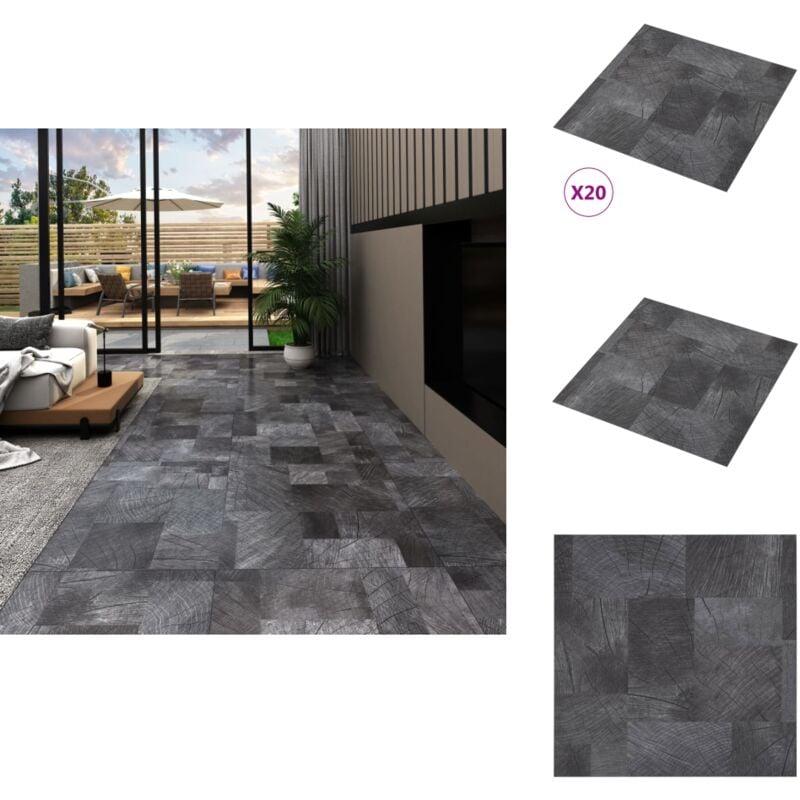 PVC-Fliesen Selbstklebend 20 Stk. 1,86 m² Holzoptik - pvc Fliesen - Selbstklebender Bodenbelag - Holzoptik - Grauer Vinylboden - Wohnzimmer Dekoration