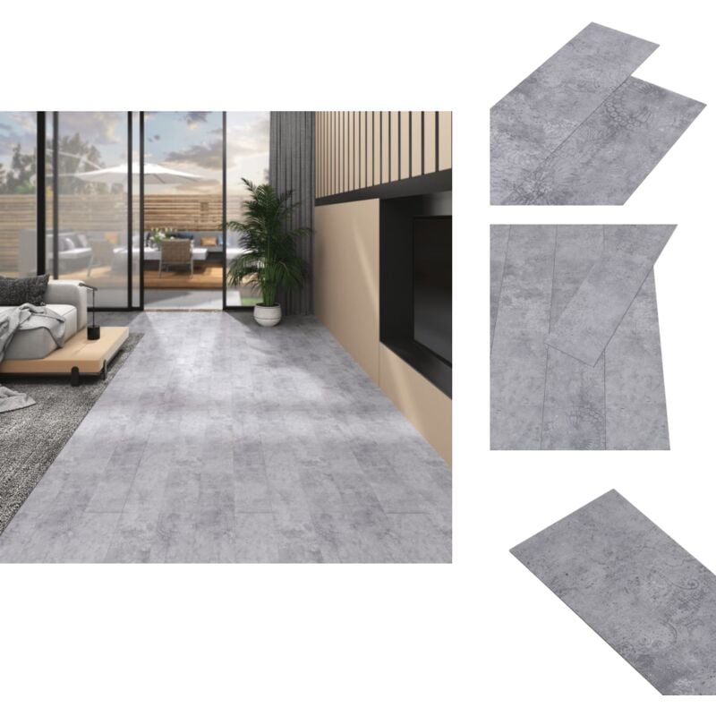 PVC-Fliesen Selbstklebend 5,02 m² 2 mm Zementgrau - pvc Bodenbelag - Zementgrau - Klick Vinyl - Wohnraum - Flur