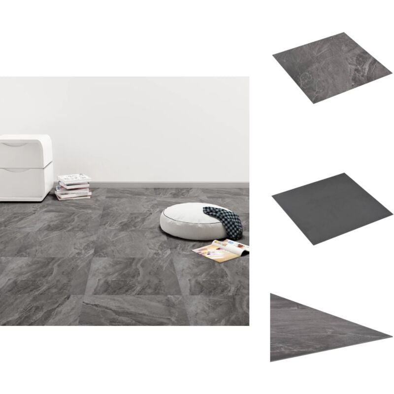 PVC-Fliesen Selbstklebend 5,11 m² Schwarz mit Muster - pvc Fliesen - Vinylboden - Selbstklebender Bodenbelag - Designboden - Wohnzimmer Dekoration