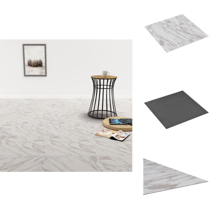 PVC-Fliesen Selbstklebend 5,11 m² Weiß Marmor-Optik - pvc Fliesen - Vinylboden - Selbstklebender Bodenbelag - Wohnraum Dekoration - Badezimmer Boden