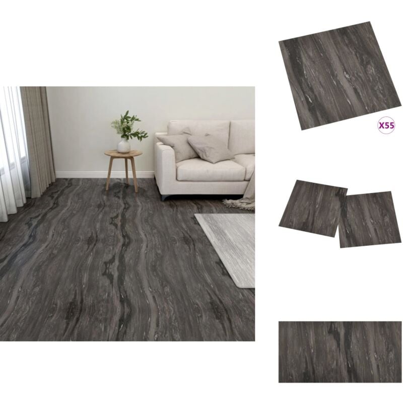 PVC-Fliesen Selbstklebend 55 Stk. 5,11 m² Dunkelgrau - pvc Fliesen - Vinylboden - Selbstklebender Bodenbelag - Wohnzimmerboden - Küchenboden