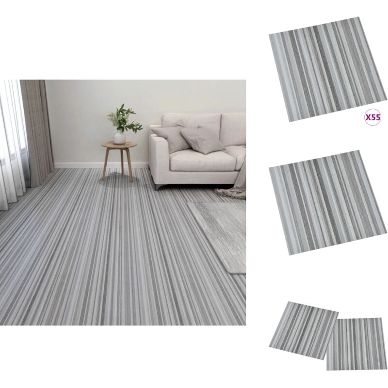 PVC-Fliesen Selbstklebend 55 Stk. 5,11 m² Hellgrau - pvc Fliesen - Vinylboden - Selbstklebender Bodenbelag - Wohnraum Dekoration - Badezimmer Boden