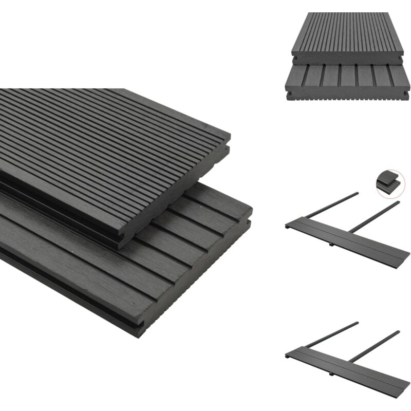 Wpc Massive Terrassendielen mit Zubehör 10 m² 2,2 m Grau - wpc Terrasse - Gartenterrasse - Outdoordielen - Composite Terrasse - Holz-Kunststoff-Dielen