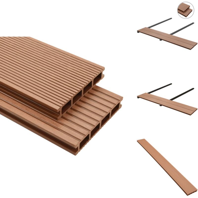 Wpc Terrassendielen mit Montagezubehör 20 m² 2,2 m Braun - wpc Terrasse - Gartenboden - Holz-Kunststoff-Komposit - Outdoor Dekoration