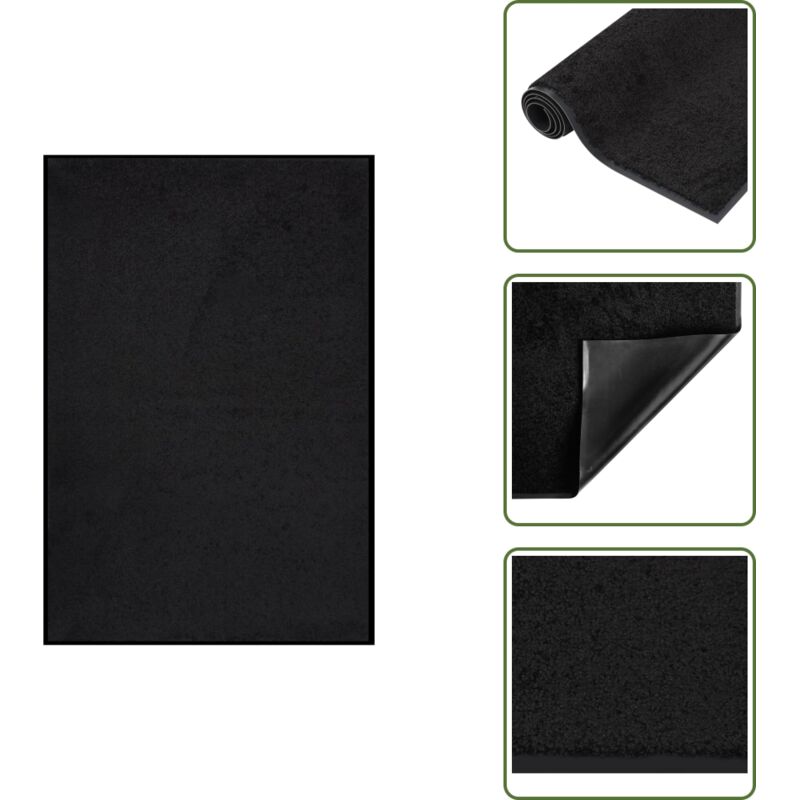 Fußmatte 80x120 cm Schwarz - Haushaltstextilien - Fußmatte - Türmatte - PVC-Bodenbelag - Schwarze Fußmatte