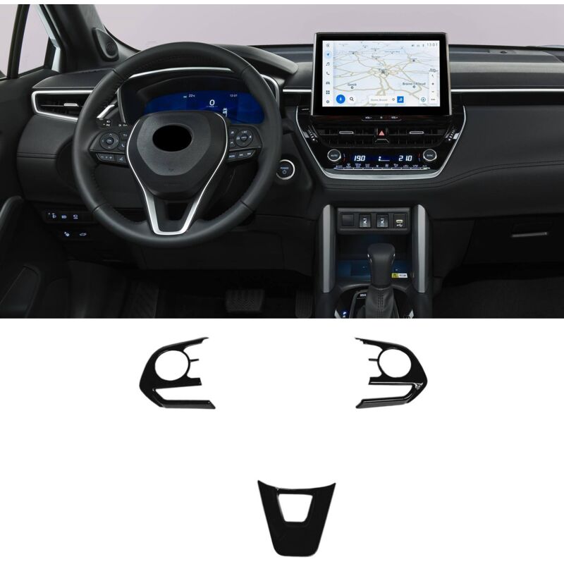 FüR 2020-2022 Auto Lenkrad Knopf Abdeckung Verkleidung Lenkrad Dekoration Hellschwarz