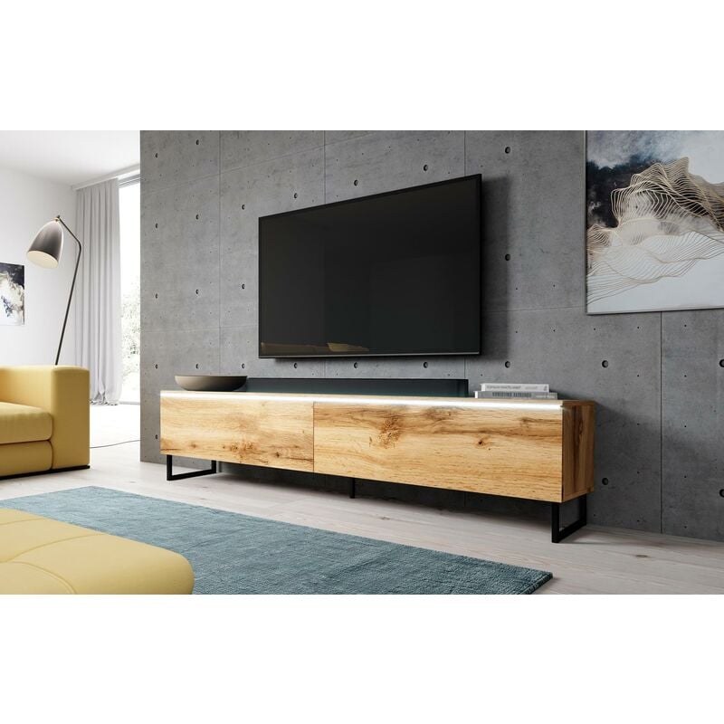 FURNIX TV Kommode BARGO 180 mit LED-Beleuchtung & Metallfüße Wotan-Wotan