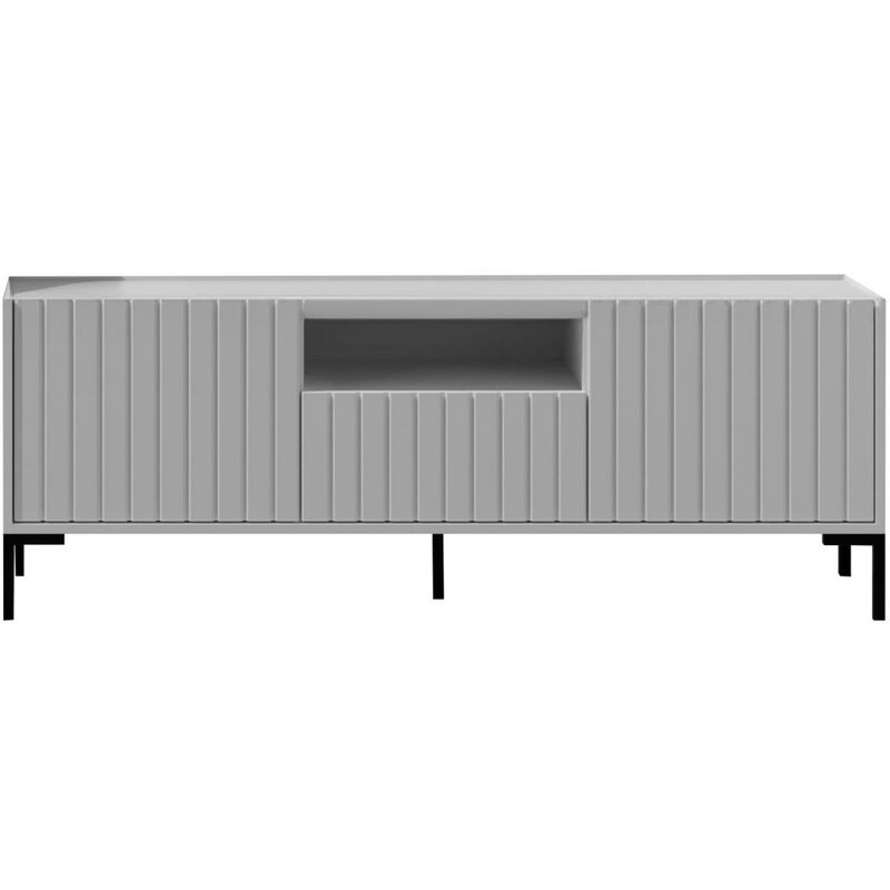 Furnix - TV-Schrank landio 4 Lowboard mit kannelierten Fronten Weiß