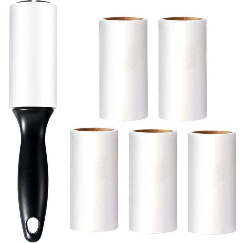 Fusselrolle für Tierhaare, fusselfrei für Kleidung, 6 diagonale Kleberollen mit 1 Abroller, für Haare (Katzenhaare, Hundehaare), Kleidung – 60