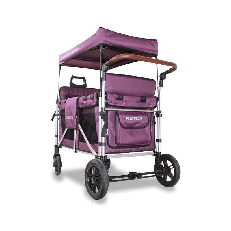 Bollerwagen faltbar FX-CTXL900 Purpur mit Dach - Transportwagen klappbar Komfort-Schiebegriff & montierbare, erhöhte Sitze 5-Punkt-Gurt