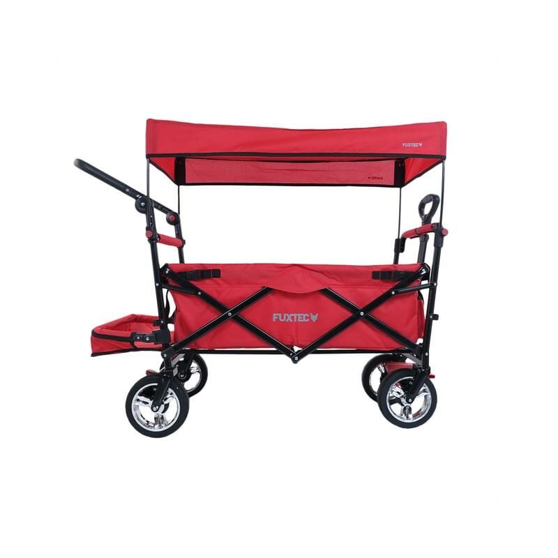 Bollerwagen FX-CT800 mit UV-geschütztem Sonnendach,Schiebegriff & Innenraumverlängerung Rot - Fuxtec