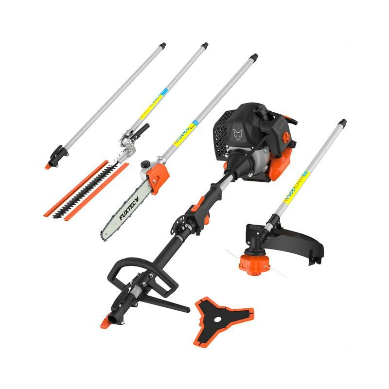 Benzin Motorsense FX-MT152E 5in1 Multitool, 52 cc, Profi-Tragegurt und inkl. 1m Verlängerung 3 ps Kombigerät Heckenschere Hochentaster Kombisystem