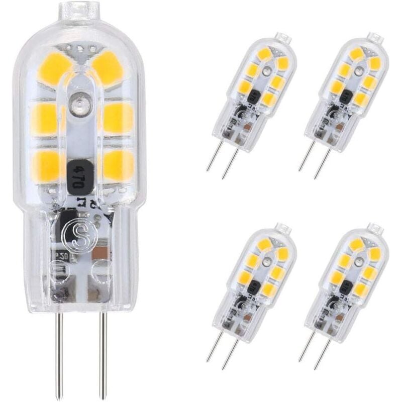G4 LED-Lampe, 5er-Pack, warmweiß, entspricht 20-W-Halogenlampen, 3-W-G4-LED-Lampe, energiesparend für Dunstabzugshauben, AC/DC 12 V, 180 lm, 3000 K
