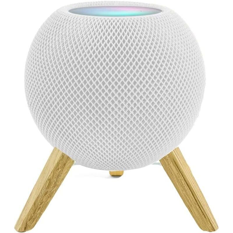 Kompatibel mit Apple HomePod Mini Halterung, Tischständer aus Holz mit integriertem Kabelmanagement, Lautsprecherhalterung (Apple HomePod Mini, Weiß)