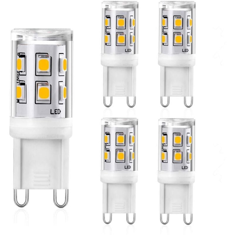 G9 LED-Lampe, 2 W, entspricht 20 W, 25 W, G9-Halogen, 300 lm, warmweiß, 3000 K, G9-LED-Lampe, CRI 83, 360-Grad-Winkel, AC 220–240 V, nicht dimmbar,