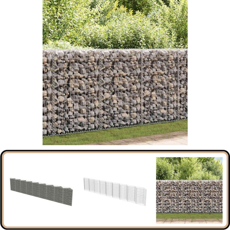 Vidaxl - Gabionenwand Verzinkter Stahl 630×30×100 cm - Gabionenwand - Stahltrennung - Gartenzaun - Ziergarten - Begrünung