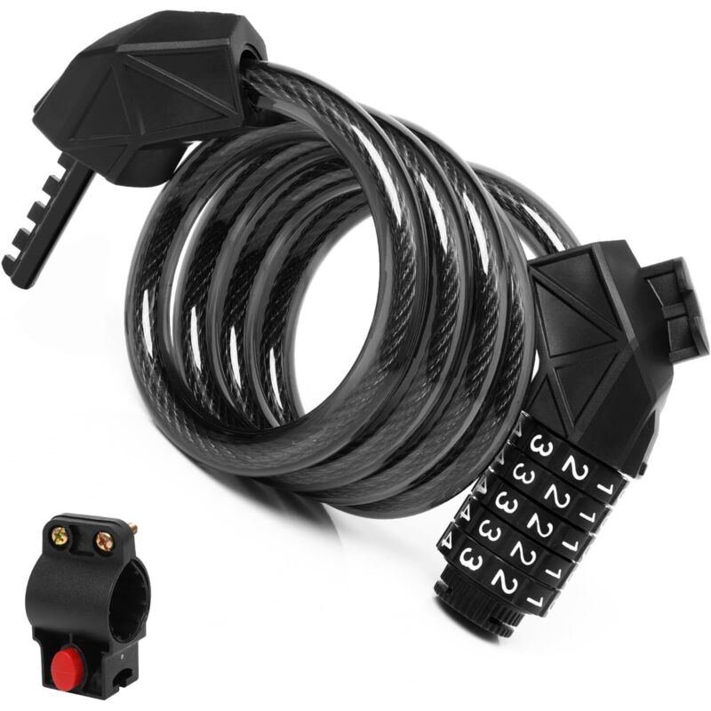 Gabrielle - Fahrradschloss, Fahrradschloss 120 cm x 12 mm, für Elektroroller, E-Bike, Roller, Motorrad und Kinderwagen (schwarz)