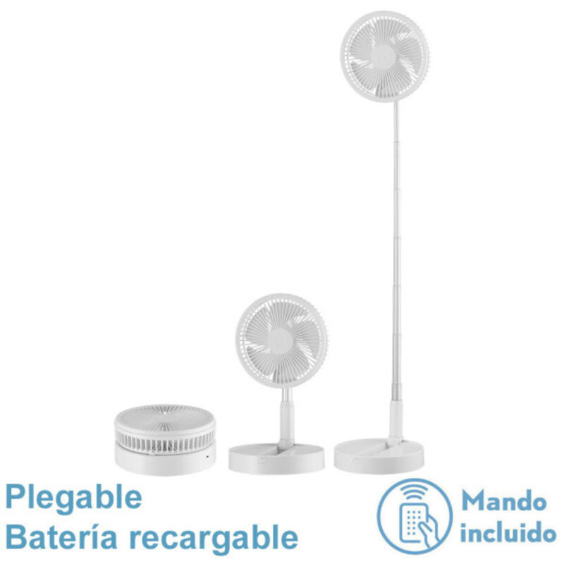 Fabrilamp - Abrila - Ventilator dc Tragbarer Ventilator galan Farbe White mit fünf Flügeln und Anschluss usb Wiederaufladbar 3 einstellbare