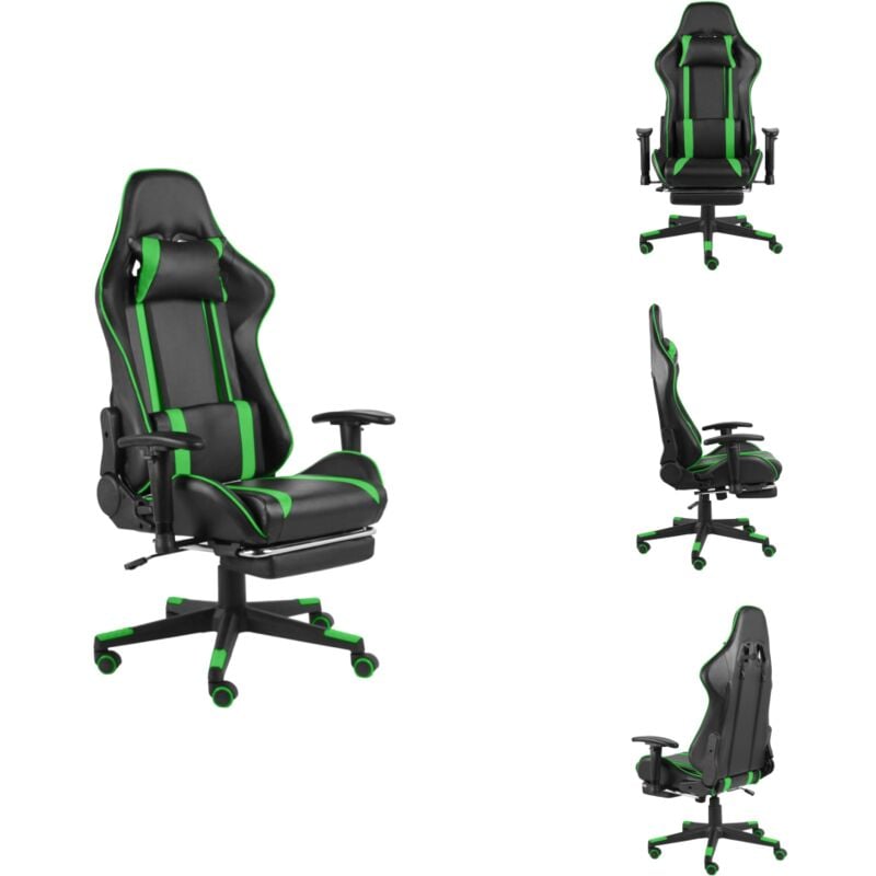 Gaming-Stuhl mit Fußstütze Drehbar Grün PVC - Gaming Stuhl - PC Stuhl - Gamer Chair - Schreibtischstuhl - Ergonomischer Stuhl
