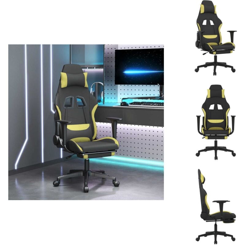 Gaming-Stuhl mit Massage & Fußstütze Schwarz und Hellgrün Stoff - Gaming-Stuhl - Gamer Chair - Bürostuhl - Schreibtischstuhl - Ergonomischer Stuhl
